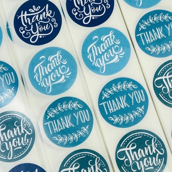 Thank You Stickers. Vintage Font Blue Teal. Shipping Product Stickers. - Picture 4 of 8